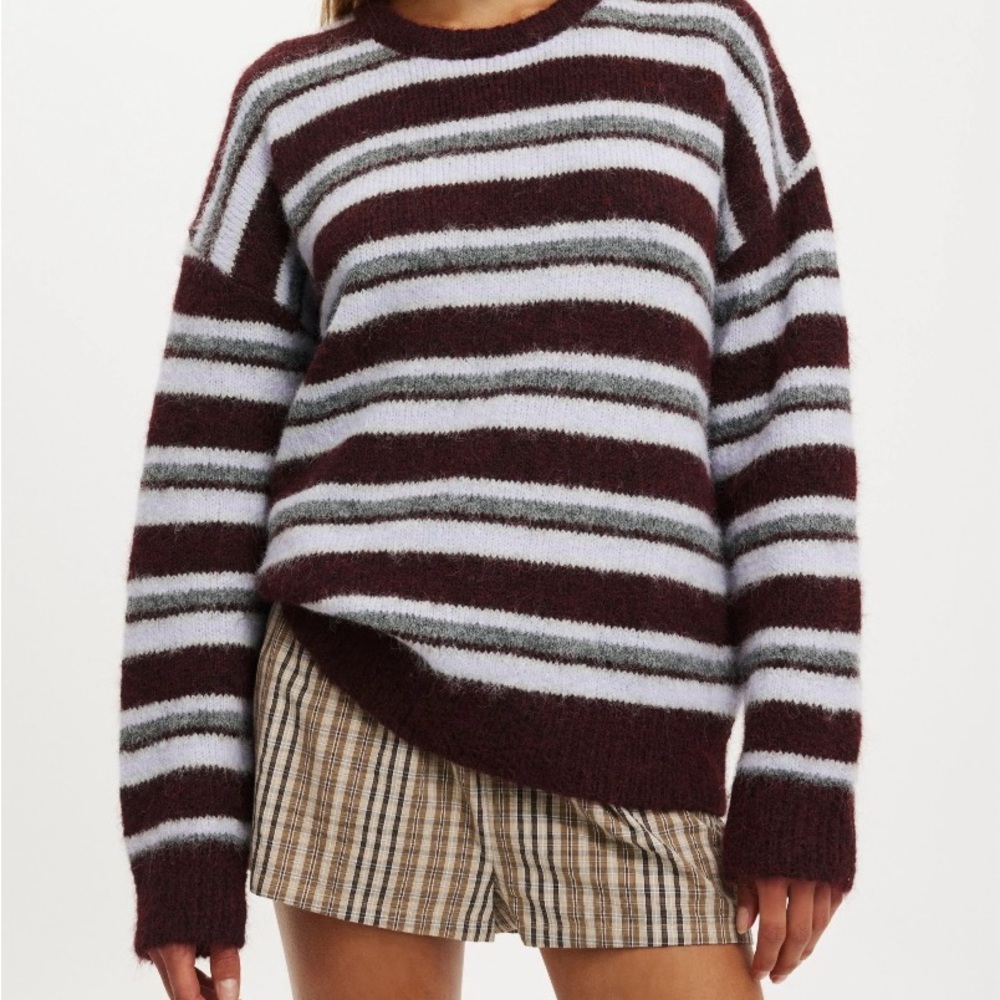 Cotton on striped fuzzy sweater!